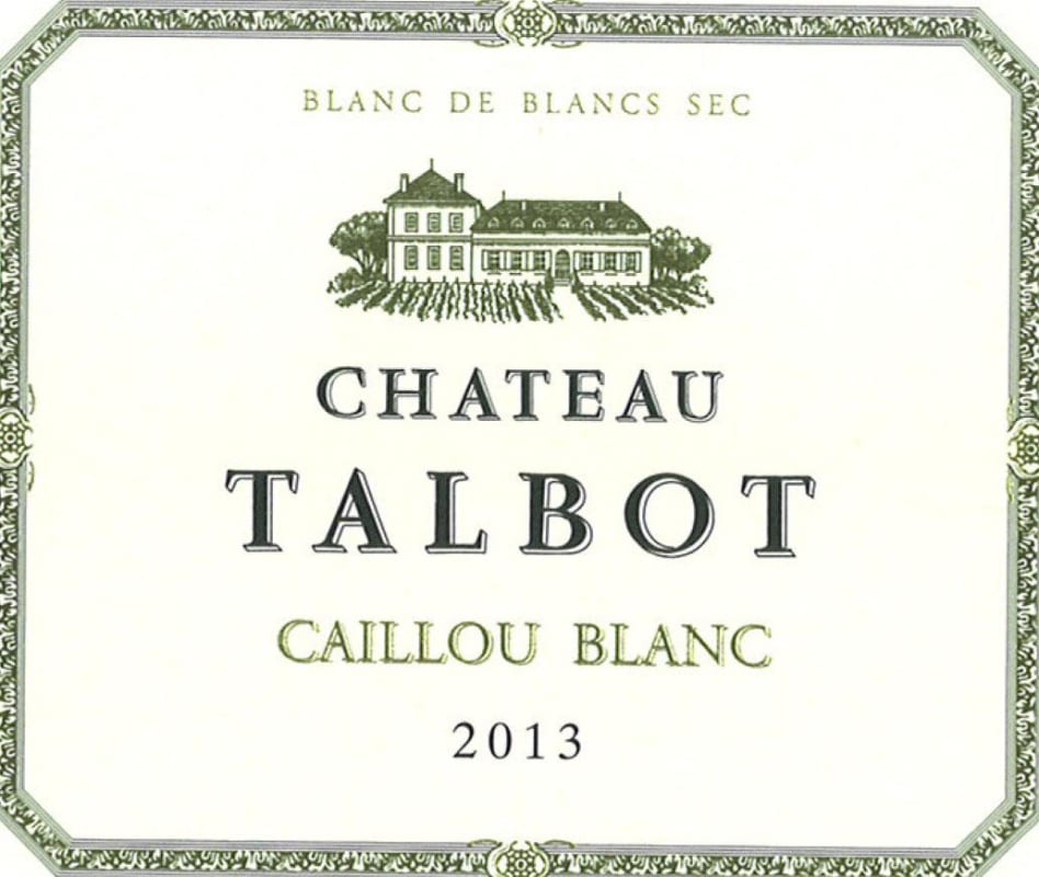 Chateau Talbot Caillou Blanc 2013 Front Label