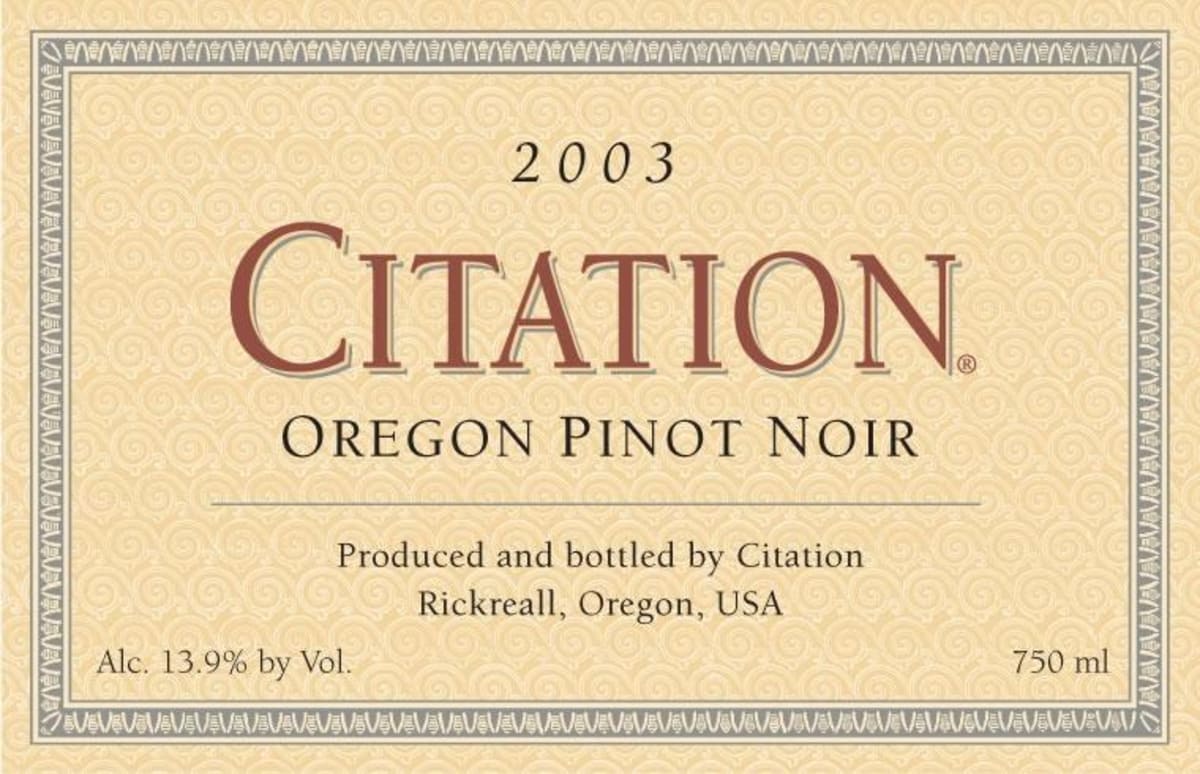 Firesteed Citation Pinot Noir 2003 Front Label