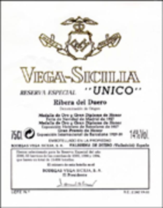 Tempos Vega Sicilia Unico Tinto 1996 Front Label
