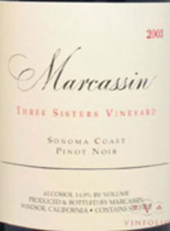 Marcassin Three Sisters Vineyard Pinot Noir 2003 Front Label