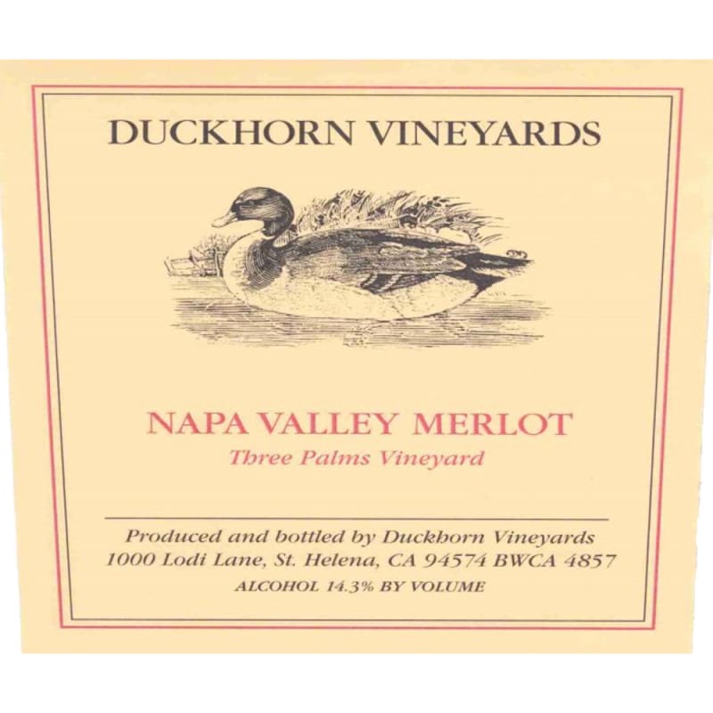Duckhorn Three Palms Merlot 2001 Front Label