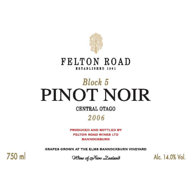 Felton Road Block 5 Pinot Noir 2006 Front Label
