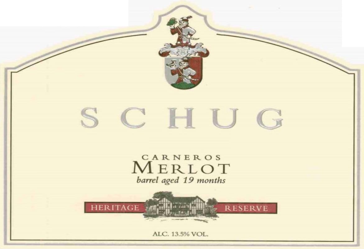 Schug Heritage Reserve Merlot 2001 Front Label