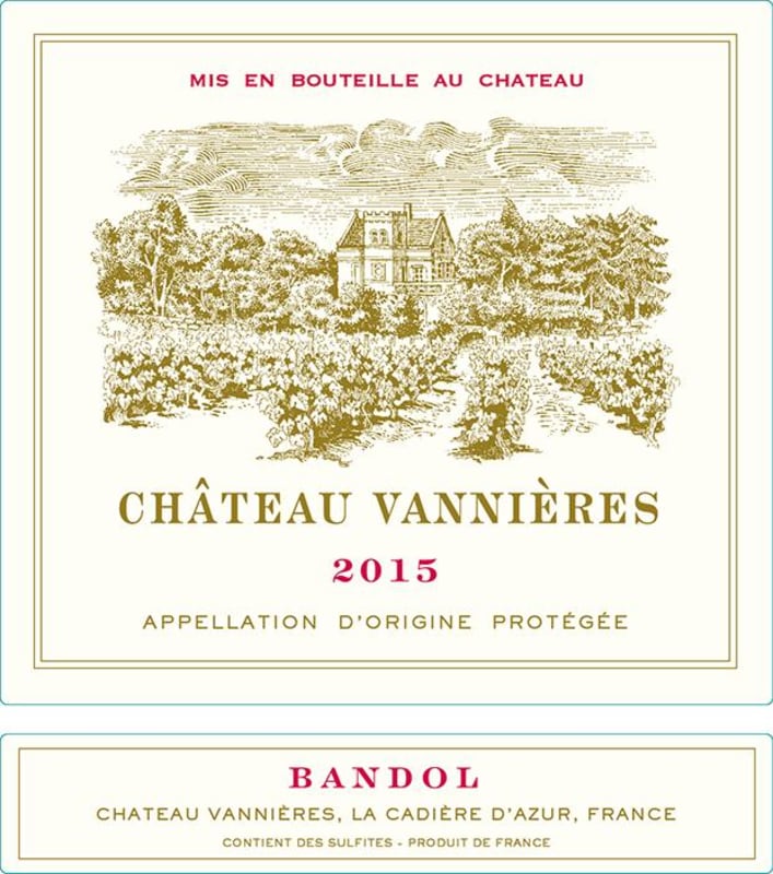 Chateau Vannieres Bandol Rose 2015 Front Label