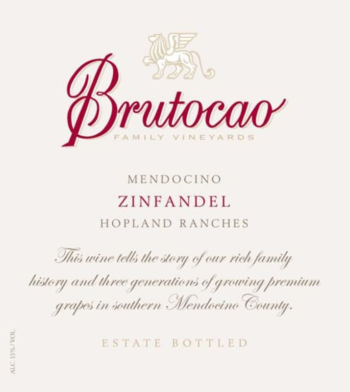 Brutocao Hopland Ranches Zinfandel 2012 Front Label