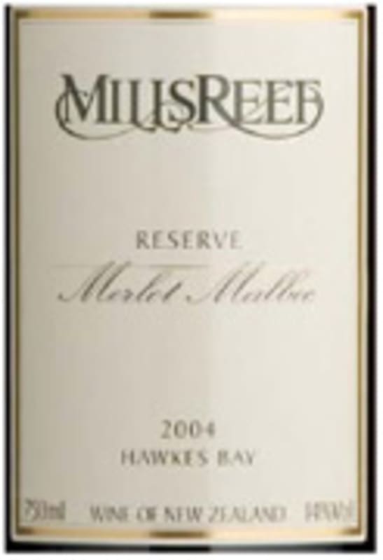 Mills Reef Merlot/Malbec 2004 Front Label