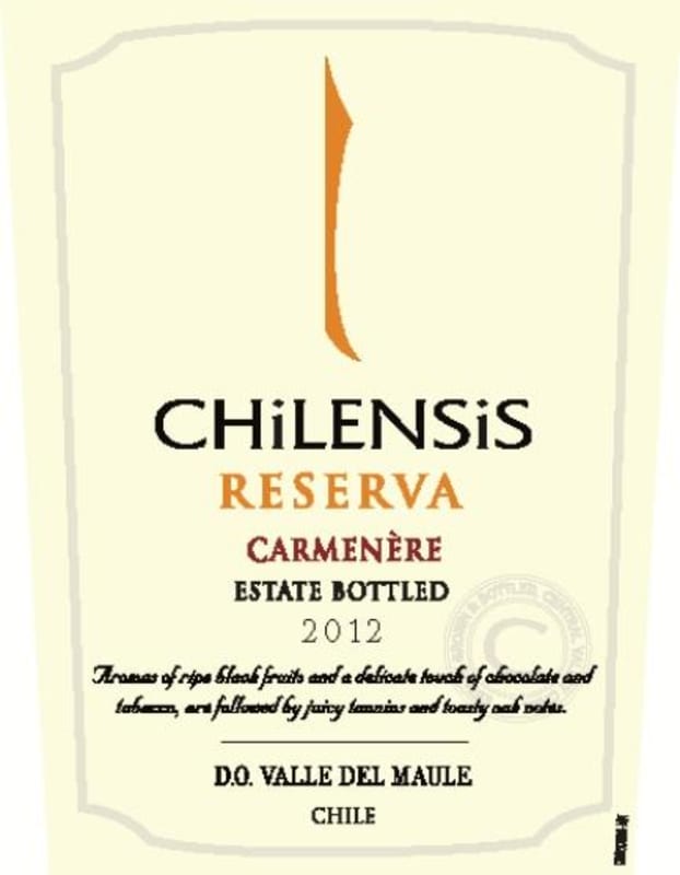 Chilensis Reserva Carmenere 2012 Front Label