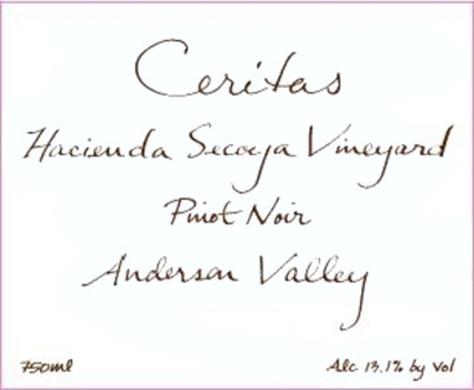 Ceritas Hacienda Secoya Vineyard Pinot Noir 2015 Front Label