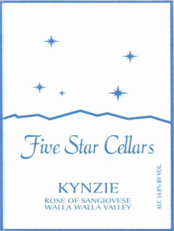 Five Star Cellars Kynzie Rose of Sangiovese 2014 Front Label