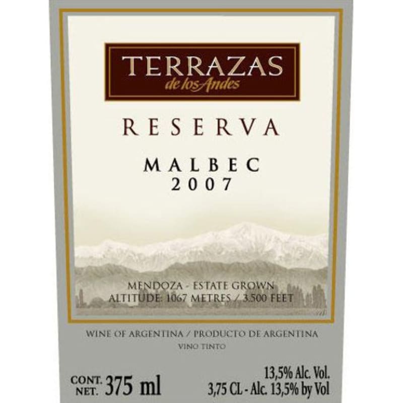 Terrazas de los Andes Malbec 2007 Front Label