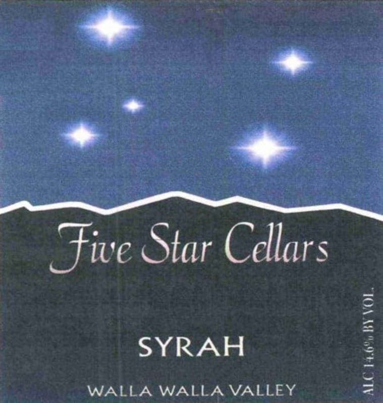 Five Star Cellars Syrah 2010 Front Label