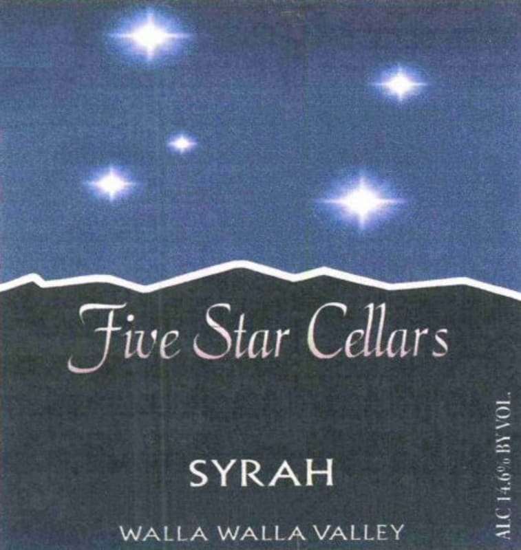 Five Star Cellars Syrah 2011 Front Label