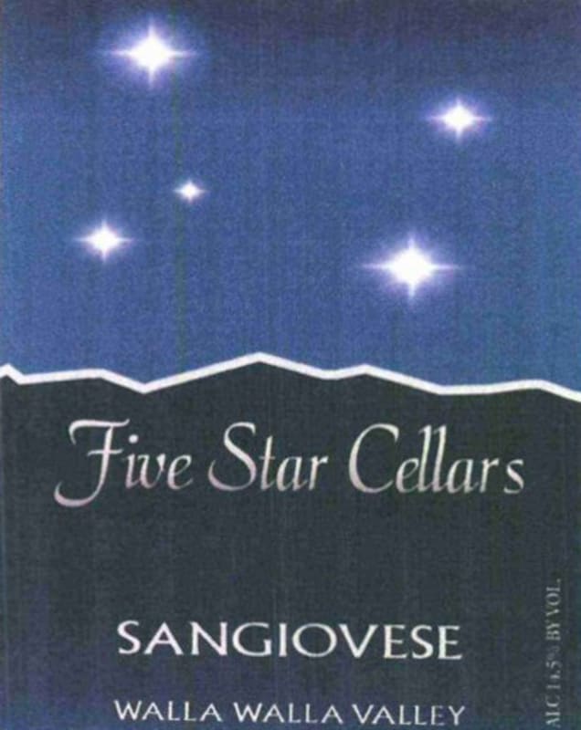 Five Star Cellars Sangiovese 2008 Front Label