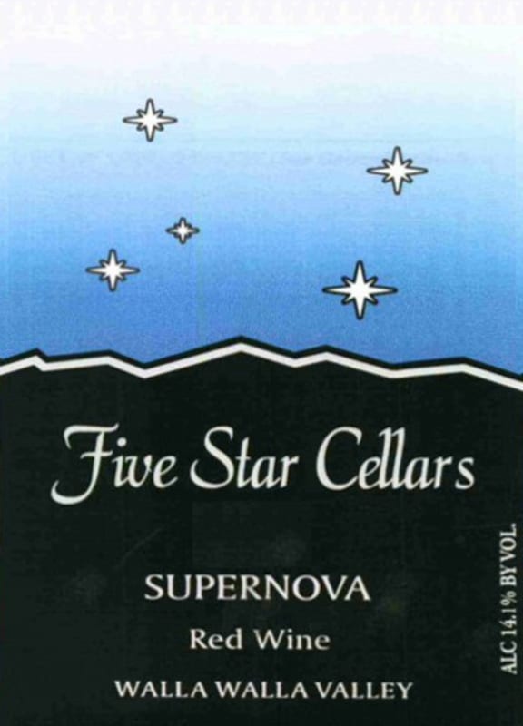Five Star Cellars 'Supernova' Red 2009 Front Label