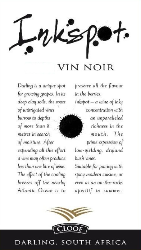 Cloof Inkspot Vin Noir 2012 Front Label