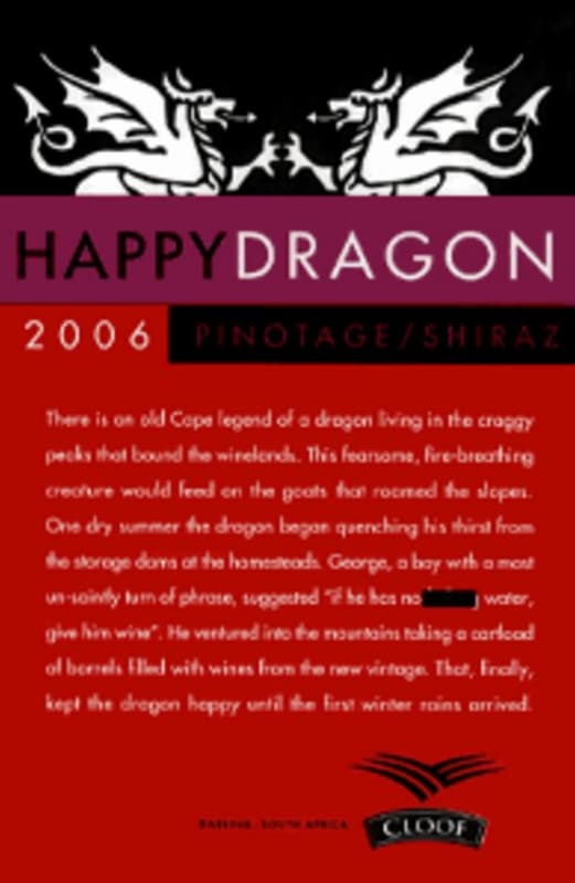 Cloof Happy Dragon Pinotage/Shiraz 2006 Front Label