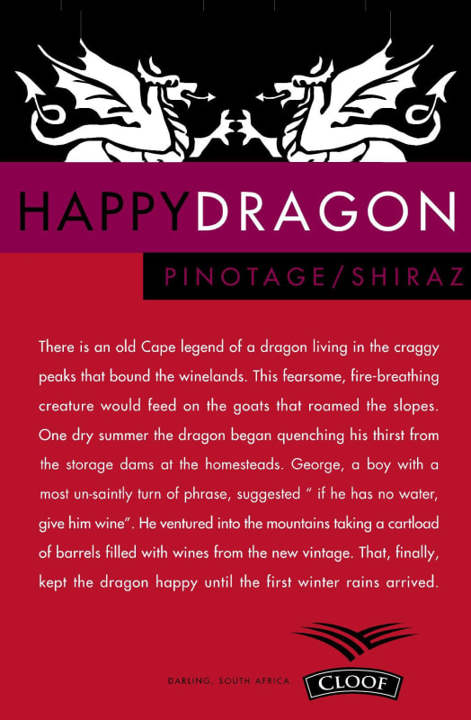 Cloof Happy Dragon Pinotage/Shiraz 2012 Front Label