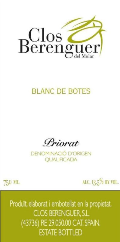 Clos Berenguer Blanc de Botes 2007 Front Label