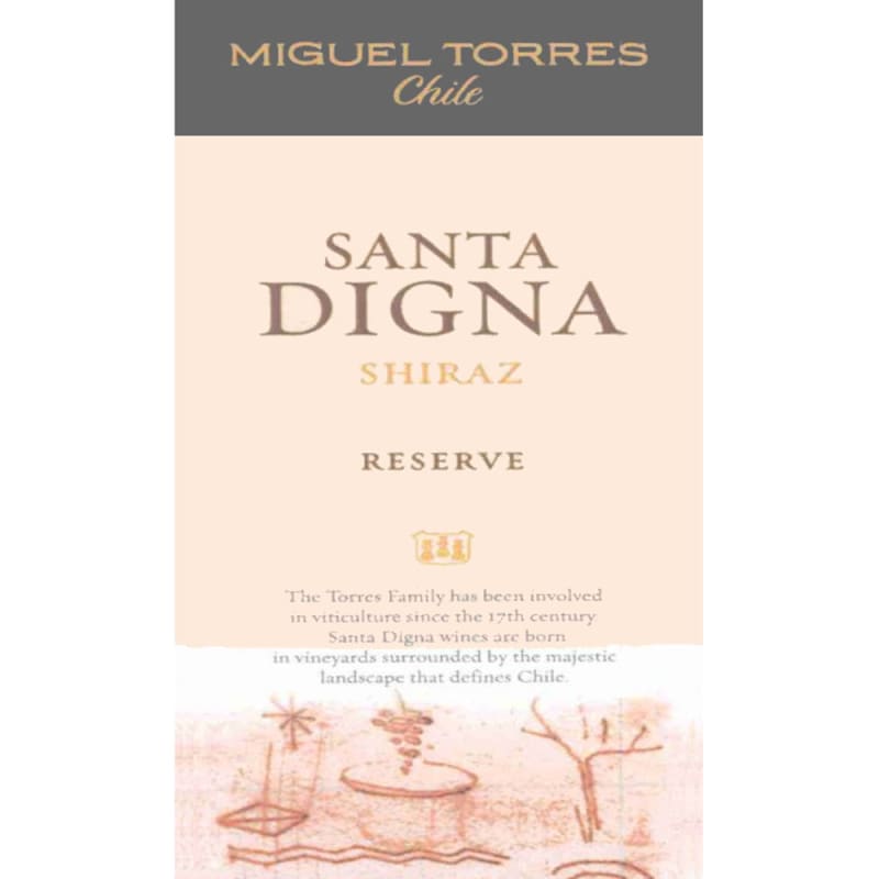 Miguel Torres Santa Digna Riserva Shiraz 2005 Front Label