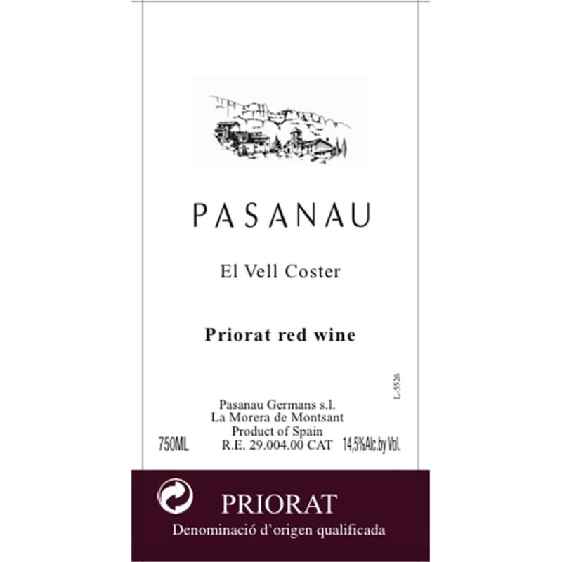 Celler Pasanau El Vell Coster Priorat 2005 Front Label