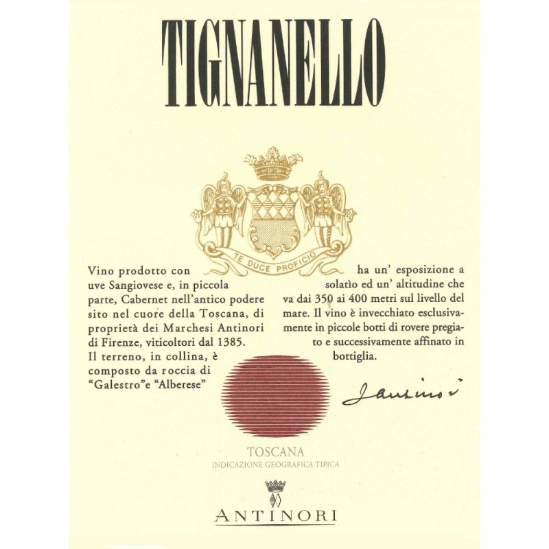 Marchesi Antinori Tignanello (3 Liter Bottle) 2005 Front Label