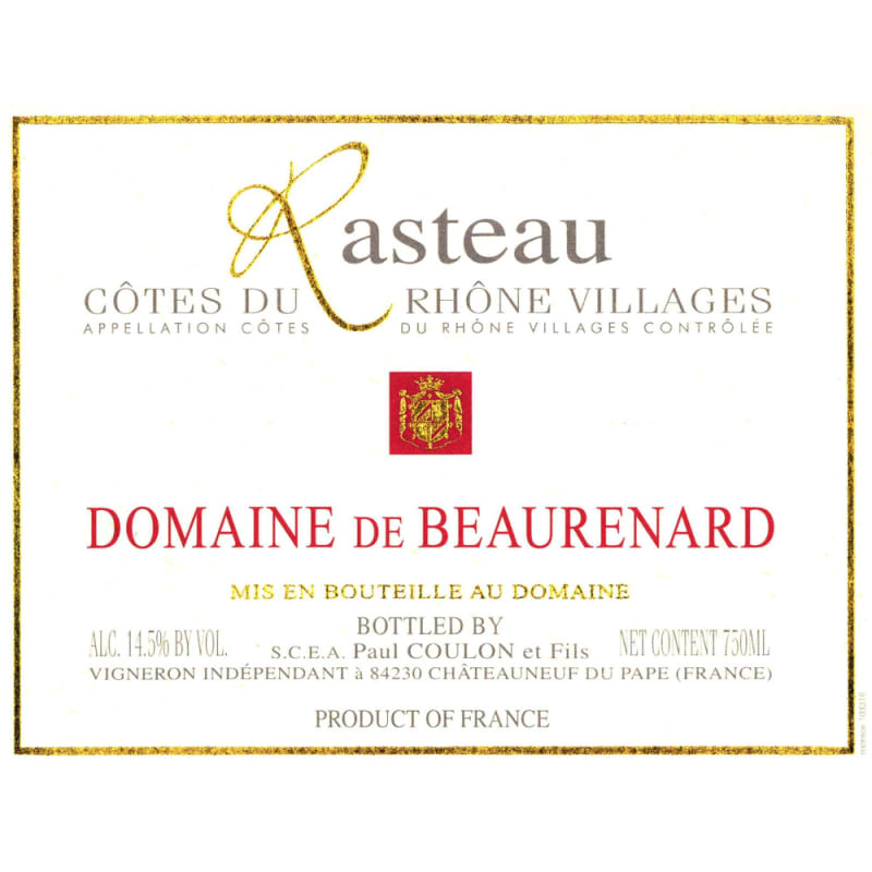 Domaine de Beaurenard Rasteau 2005 Front Label