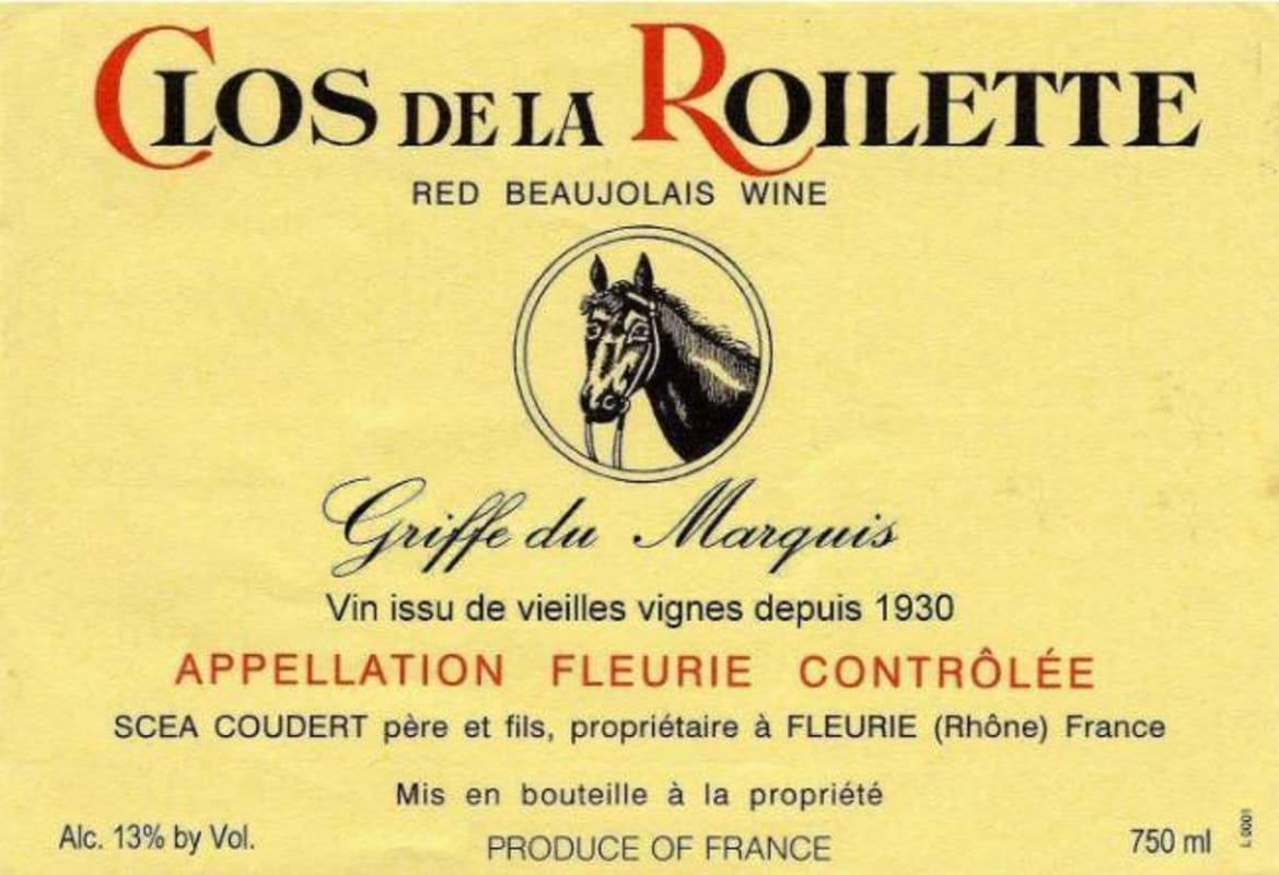 Clos de la Roilette Griffe du Marquis 2012 Front Label
