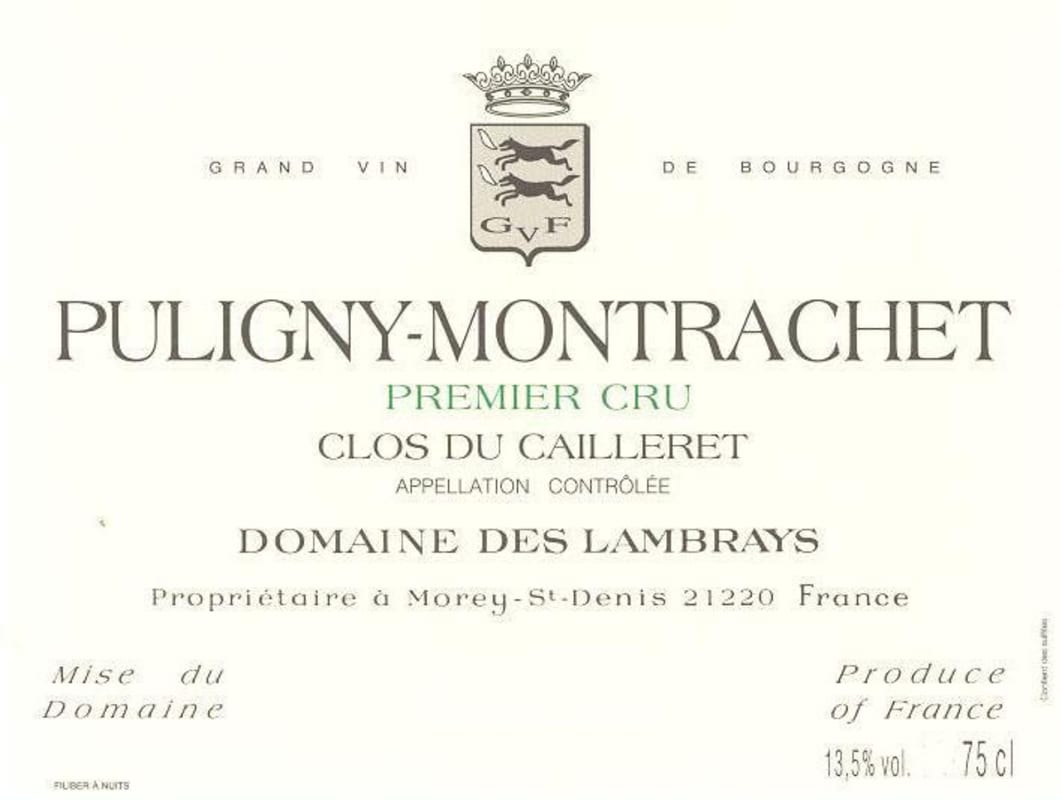Domaine des Lambrays Puligny-Montrachet Clos du Cailleret Premier Cru 2009 Front Label