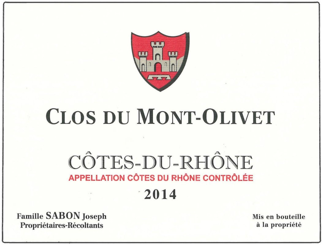Clos du Mont Olivet Cotes du Rhone 2014 Front Label