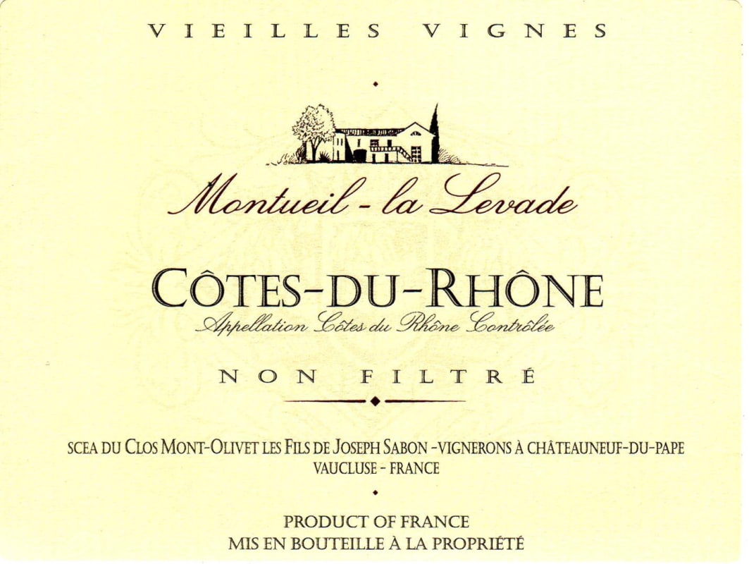Clos du Mont Olivet Cotes du Rhone Montueil la Levade 2012 Front Label