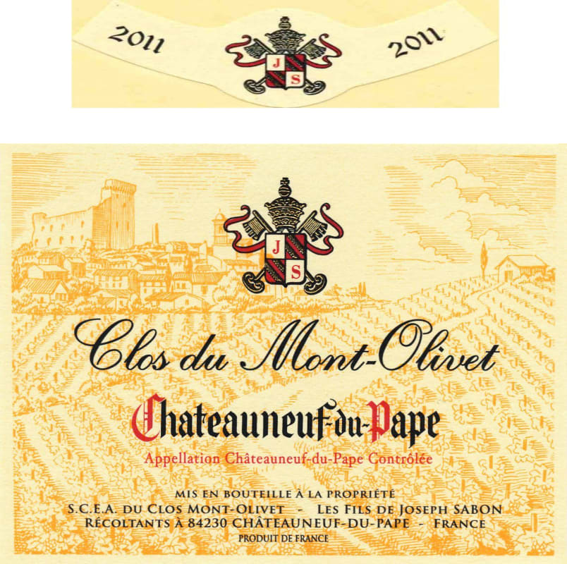 Clos du Mont Olivet Chateauneuf-du-Pape Blanc 2011 Front Label