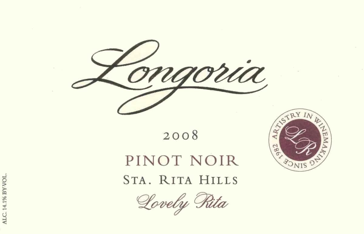 Longoria Lovely Rita Pinot Noir 2008 Front Label