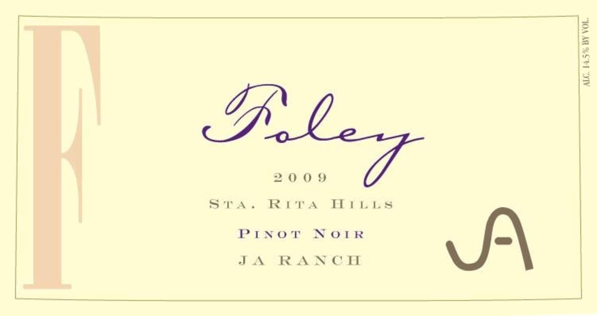 Foley Estate Winery JA Ranch Pinot Noir 2009 Front Label