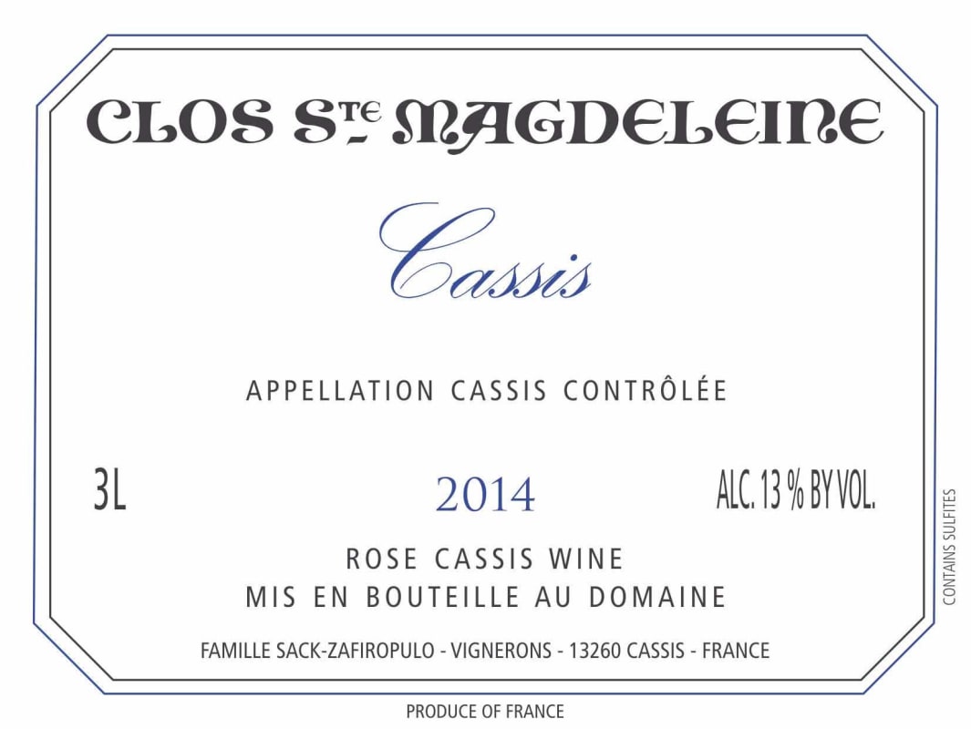 Clos Ste Magdelaine Cassis Rose 2014 Front Label