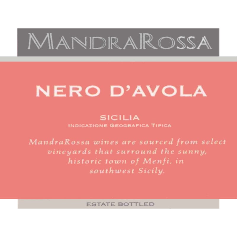 MandraRossa Nero d'Avola 2006 Front Label