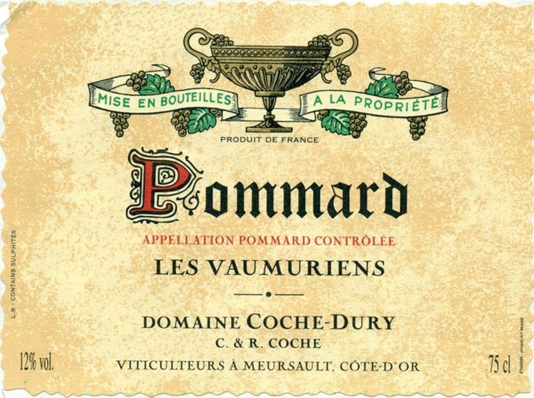 Domaine Coche-Dury Pommard Les Vaumuriens 2010 Front Label