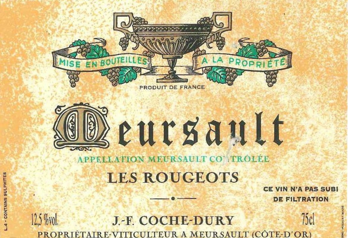 Domaine Coche-Dury Meursault Les Rougeots 2013 Front Label