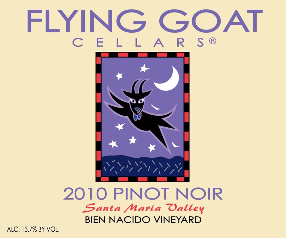 Flying Goat Cellars Bien Nacido Vineyard Pinot Noir 2010 Front Label