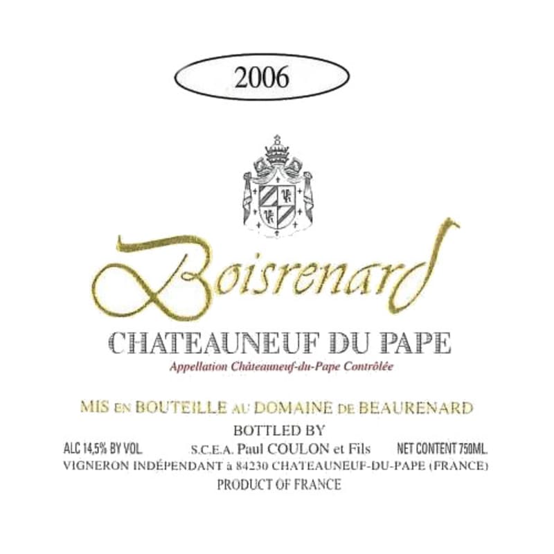 Domaine de Beaurenard Chateauneuf-du-Pape Le Boisrenard Rouge 2006 Front Label