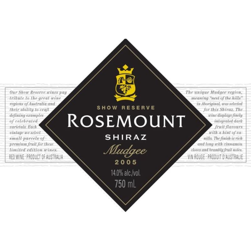 Rosemount Show Reserve Shiraz 2005 Front Label