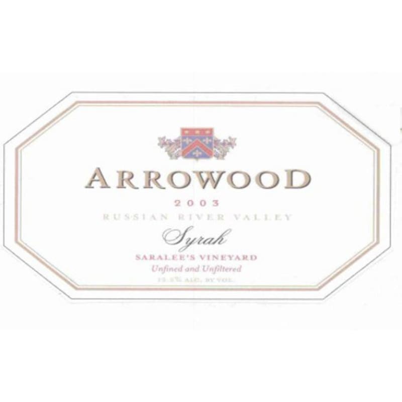 Arrowood Saralee's Vineyard Syrah 2003 Front Label