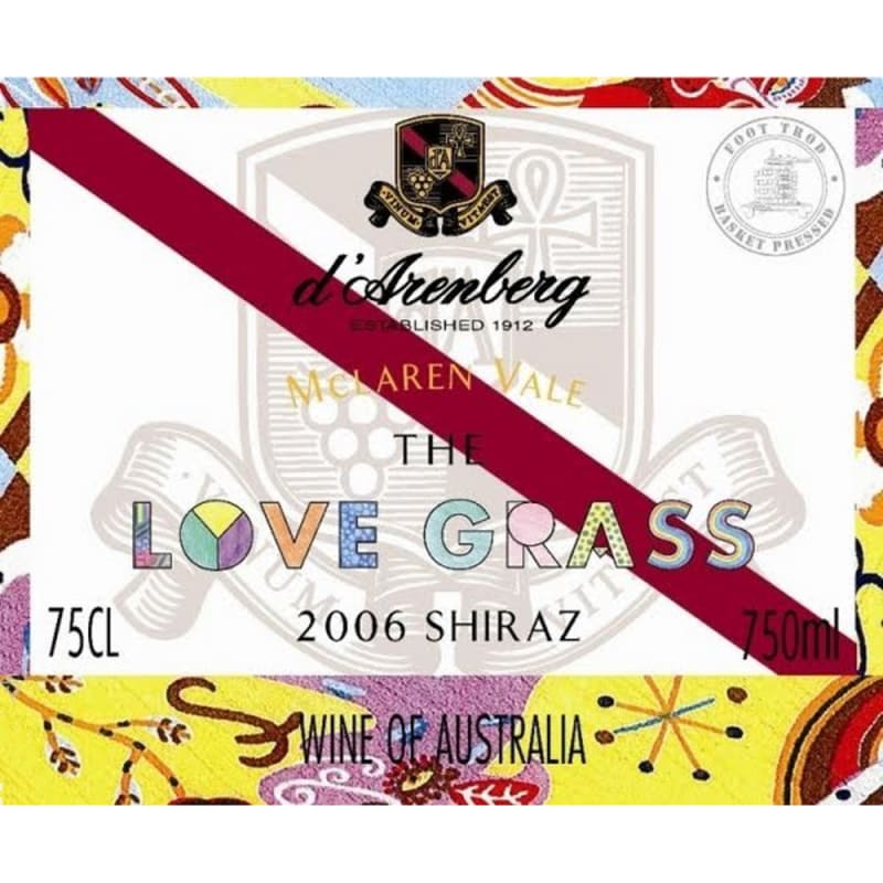 d'Arenberg The Love Grass Shiraz 2006 Front Label