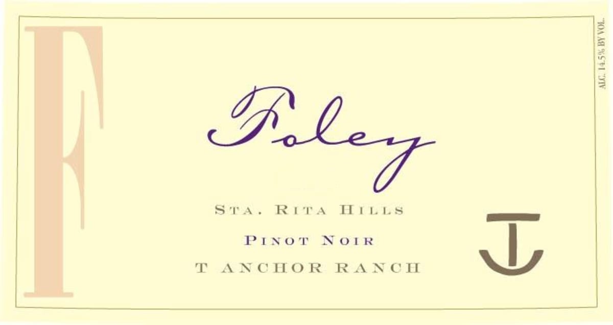 Foley Estate Winery T Anchor Ranch Pinot Noir 2012 Front Label