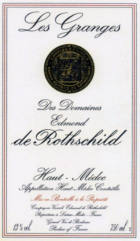 Barons E.B. de Rothschild Les Granges des Domaines Edmond de Rothschild 2012 Front Label
