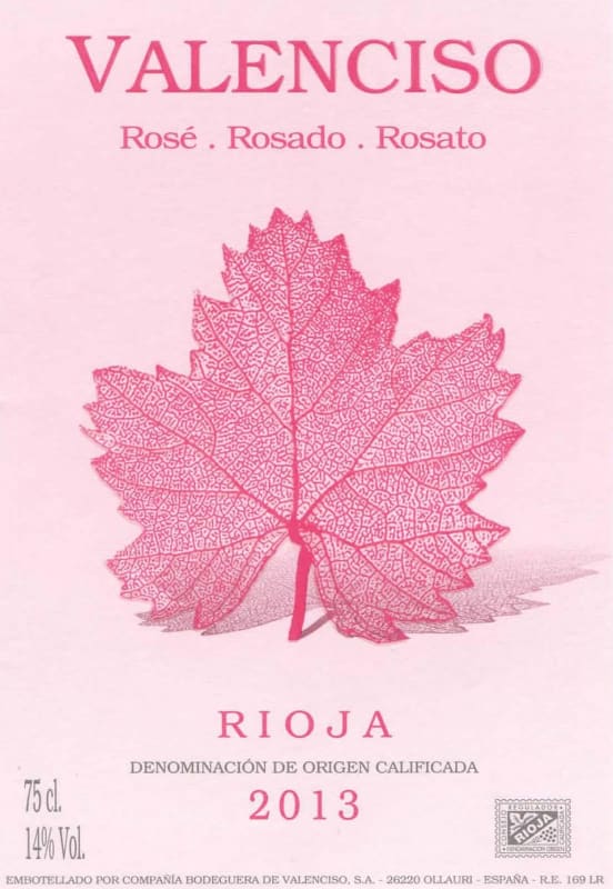 Valenciso Rioja Rosado 2013 Front Label
