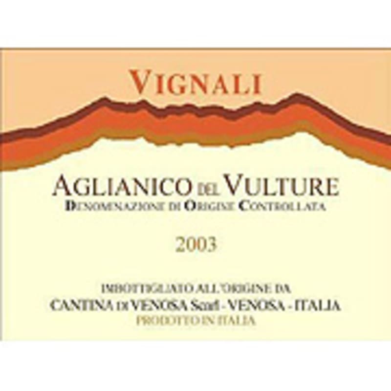 Cantina di Venosa Aglianico del Vulture Vignali 2003 Front Label