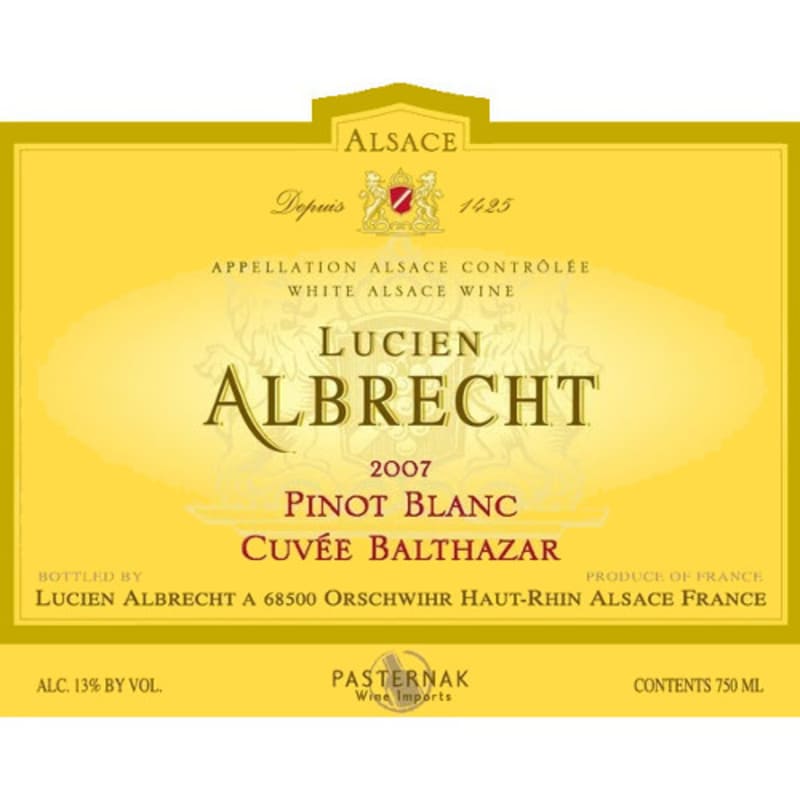Lucien Albrecht Reserve Pinot Blanc Balthazar 2007 Front Label