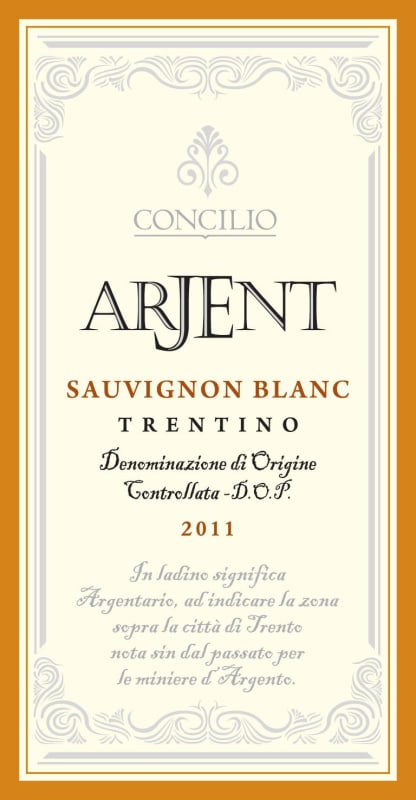 Concilio Trentino Arjent Sauvignon Blanc 2011 Front Label