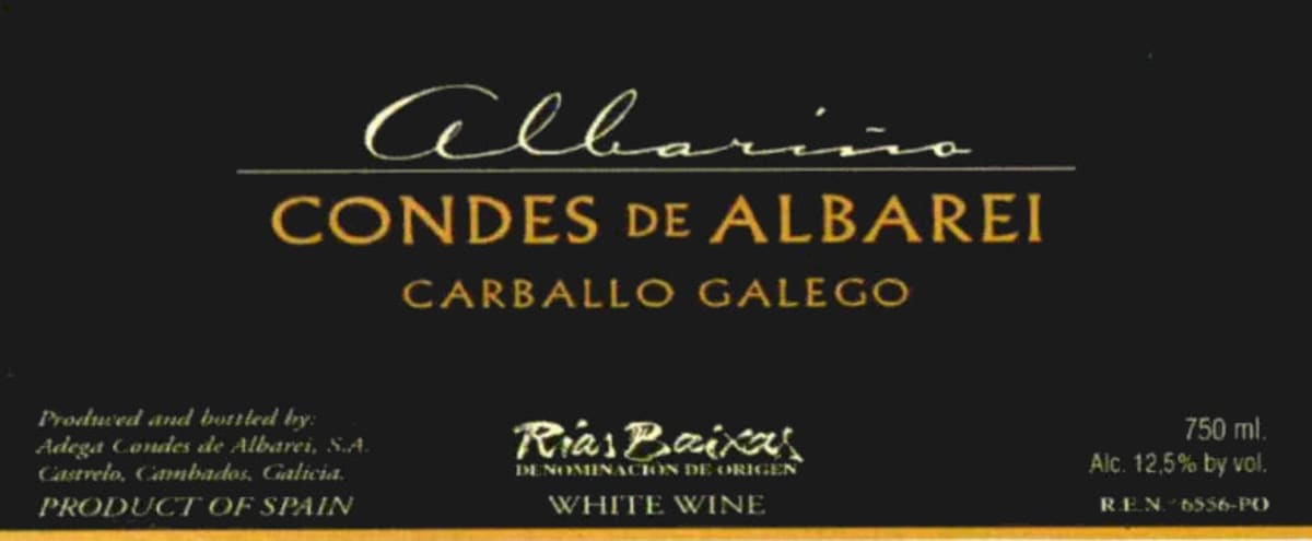 Condes de Albarei Carballo Galego 2004 Front Label