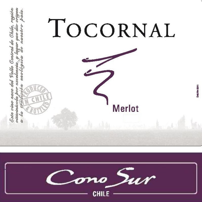 Cono Sur Tocornal Merlot 2014 Front Label